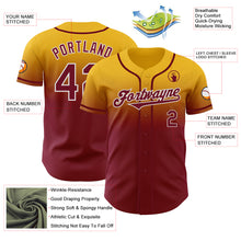 Load image into Gallery viewer, Custom Gold Crimson-White Authentic Fade Fashion Baseball Jersey