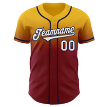 Load image into Gallery viewer, Custom Gold White Crimson-Navy Authentic Fade Fashion Baseball Jersey