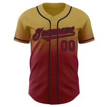 Load image into Gallery viewer, Custom Old Gold Crimson-Black Authentic Fade Fashion Baseball Jersey