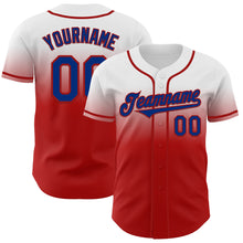 Load image into Gallery viewer, Custom White Royal-Red Authentic Fade Fashion Baseball Jersey