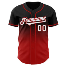 Load image into Gallery viewer, Custom Black White-Red Authentic Fade Fashion Baseball Jersey