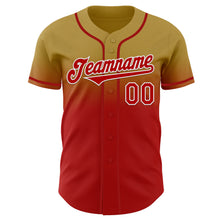 Load image into Gallery viewer, Custom Old Gold Red-White Authentic Fade Fashion Baseball Jersey