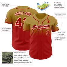 Load image into Gallery viewer, Custom Old Gold Red-White Authentic Fade Fashion Baseball Jersey