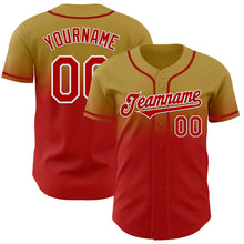 Load image into Gallery viewer, Custom Old Gold Red-White Authentic Fade Fashion Baseball Jersey
