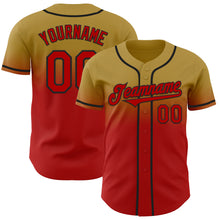 Load image into Gallery viewer, Custom Old Gold Red-Black Authentic Fade Fashion Baseball Jersey