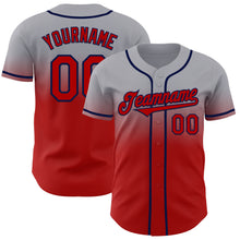 Load image into Gallery viewer, Custom Gray Red-Navy Authentic Fade Fashion Baseball Jersey