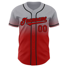 Load image into Gallery viewer, Custom Gray Red-Black Authentic Fade Fashion Baseball Jersey