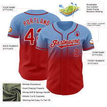 Load image into Gallery viewer, Custom Light Blue Red-White Authentic Fade Fashion Baseball Jersey