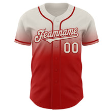 Load image into Gallery viewer, Custom Cream Red Authentic Fade Fashion Baseball Jersey
