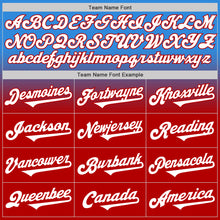 Load image into Gallery viewer, Custom Electric Blue White-Red Authentic Fade Fashion Baseball Jersey