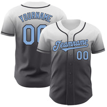 Load image into Gallery viewer, Custom White Light Blue-Steel Gray Authentic Fade Fashion Baseball Jersey