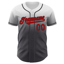 Load image into Gallery viewer, Custom White Red-Steel Gray Authentic Fade Fashion Baseball Jersey