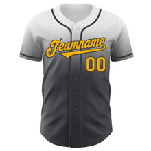 Load image into Gallery viewer, Custom White Gold-Steel Gray Authentic Fade Fashion Baseball Jersey