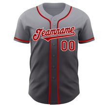 Load image into Gallery viewer, Custom Gray Red Steel Gray-White Authentic Fade Fashion Baseball Jersey