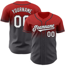 Load image into Gallery viewer, Custom Red White-Steel Gray Authentic Fade Fashion Baseball Jersey