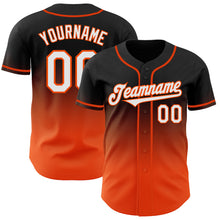 Load image into Gallery viewer, Custom Black White-Orange Authentic Fade Fashion Baseball Jersey