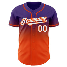 Load image into Gallery viewer, Custom Purple White-Orange Authentic Fade Fashion Baseball Jersey