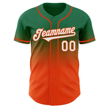 Load image into Gallery viewer, Custom Kelly Green White-Orange Authentic Fade Fashion Baseball Jersey