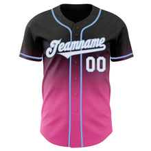Load image into Gallery viewer, Custom Black White Pink-Light Blue Authentic Fade Fashion Baseball Jersey