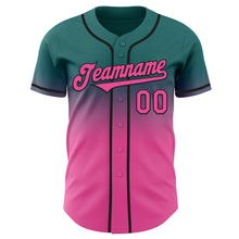 Load image into Gallery viewer, Custom Teal Pink-Black Authentic Fade Fashion Baseball Jersey