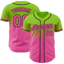 Load image into Gallery viewer, Custom Neon Green Pink-Black Authentic Fade Fashion Baseball Jersey