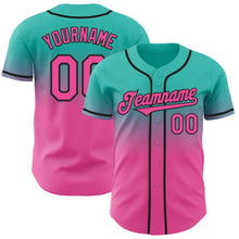 Load image into Gallery viewer, Custom Aqua Pink-Black Authentic Fade Fashion Baseball Jersey