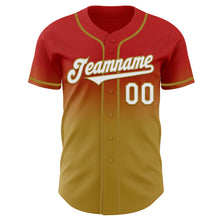 Load image into Gallery viewer, Custom Red White-Old Gold Authentic Fade Fashion Baseball Jersey