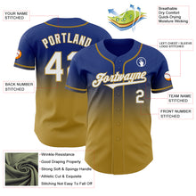 Load image into Gallery viewer, Custom Royal White-Old Gold Authentic Fade Fashion Baseball Jersey