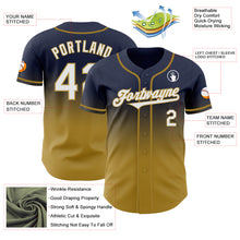 Load image into Gallery viewer, Custom Navy White-Old Gold Authentic Fade Fashion Baseball Jersey
