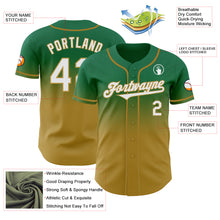 Load image into Gallery viewer, Custom Kelly Green White-Old Gold Authentic Fade Fashion Baseball Jersey