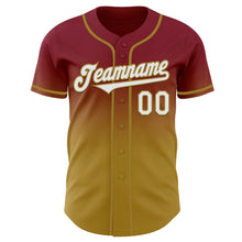 Load image into Gallery viewer, Custom Crimson White-Old Gold Authentic Fade Fashion Baseball Jersey