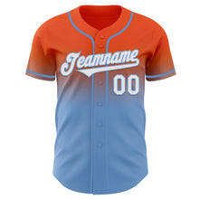 Load image into Gallery viewer, Custom Orange White-Light Blue Authentic Fade Fashion Baseball Jersey