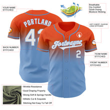 Load image into Gallery viewer, Custom Orange White-Light Blue Authentic Fade Fashion Baseball Jersey