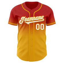 Load image into Gallery viewer, Custom Red White-Gold Authentic Fade Fashion Baseball Jersey