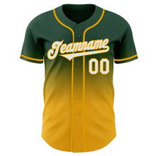 Load image into Gallery viewer, Custom Green White-Gold Authentic Fade Fashion Baseball Jersey