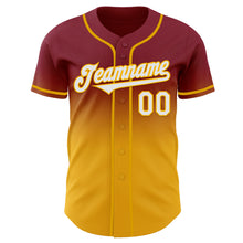 Load image into Gallery viewer, Custom Crimson White-Gold Authentic Fade Fashion Baseball Jersey