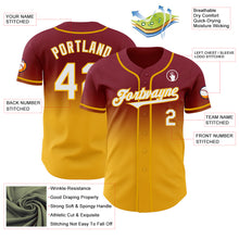 Load image into Gallery viewer, Custom Crimson White-Gold Authentic Fade Fashion Baseball Jersey