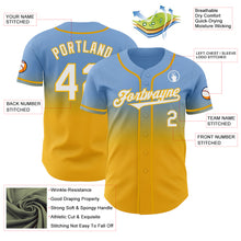 Load image into Gallery viewer, Custom Light Blue White-Gold Authentic Fade Fashion Baseball Jersey