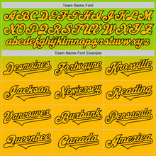 Load image into Gallery viewer, Custom Neon Green Gold-Black Authentic Fade Fashion Baseball Jersey