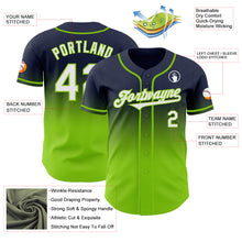 Load image into Gallery viewer, Custom Navy White-Neon Green Authentic Fade Fashion Baseball Jersey