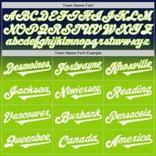Load image into Gallery viewer, Custom Navy White-Neon Green Authentic Fade Fashion Baseball Jersey