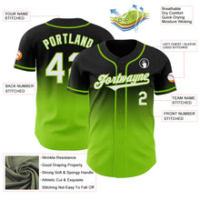 Load image into Gallery viewer, Custom Black White-Neon Green Authentic Fade Fashion Baseball Jersey