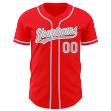 Load image into Gallery viewer, Custom Fire Red Gray-White Authentic Baseball Jersey