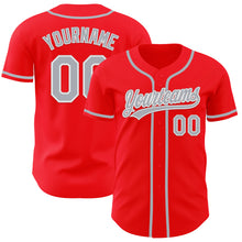 Load image into Gallery viewer, Custom Fire Red Gray-White Authentic Baseball Jersey