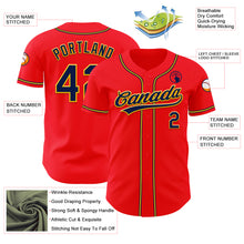 Load image into Gallery viewer, Custom Fire Red Navy-Yellow Authentic Baseball Jersey