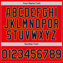 Load image into Gallery viewer, Custom Fire Red Navy-Yellow Authentic Baseball Jersey