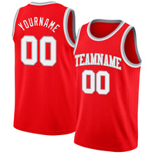 Load image into Gallery viewer, Custom Fire Red White-Gray Authentic Basketball Jersey