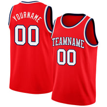 Load image into Gallery viewer, Custom Fire Red White-Navy Authentic Basketball Jersey