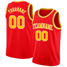 Load image into Gallery viewer, Custom Fire Red Gold-White Authentic Basketball Jersey