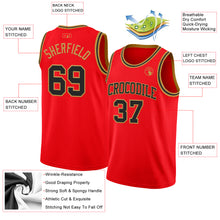 Load image into Gallery viewer, Custom Fire Red Black-Old Gold Authentic Basketball Jersey